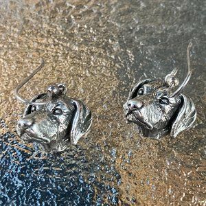 DB sterling silver pretty dog face dangle earrings